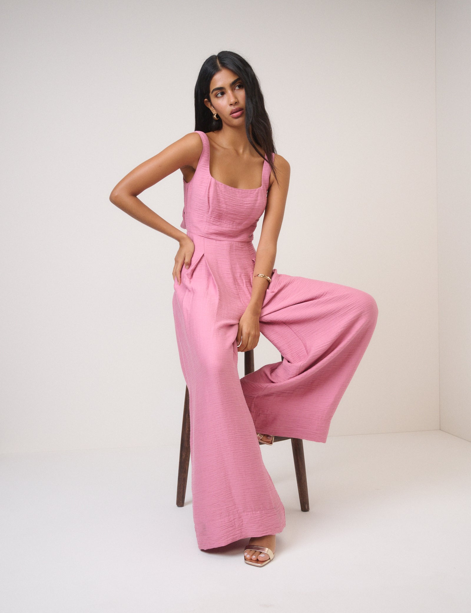 Sleeveless Shoulder Button Pleated Reign Jumpsuit | Nobody's Child